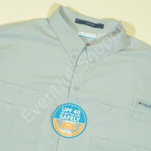 Columbia PFG Shirt Mens XLT Gray Tamiami II Short Sleeve Button Down New